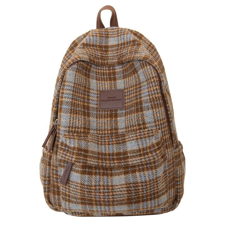 Cozy Plaid Patterned School Backpack Kalsten