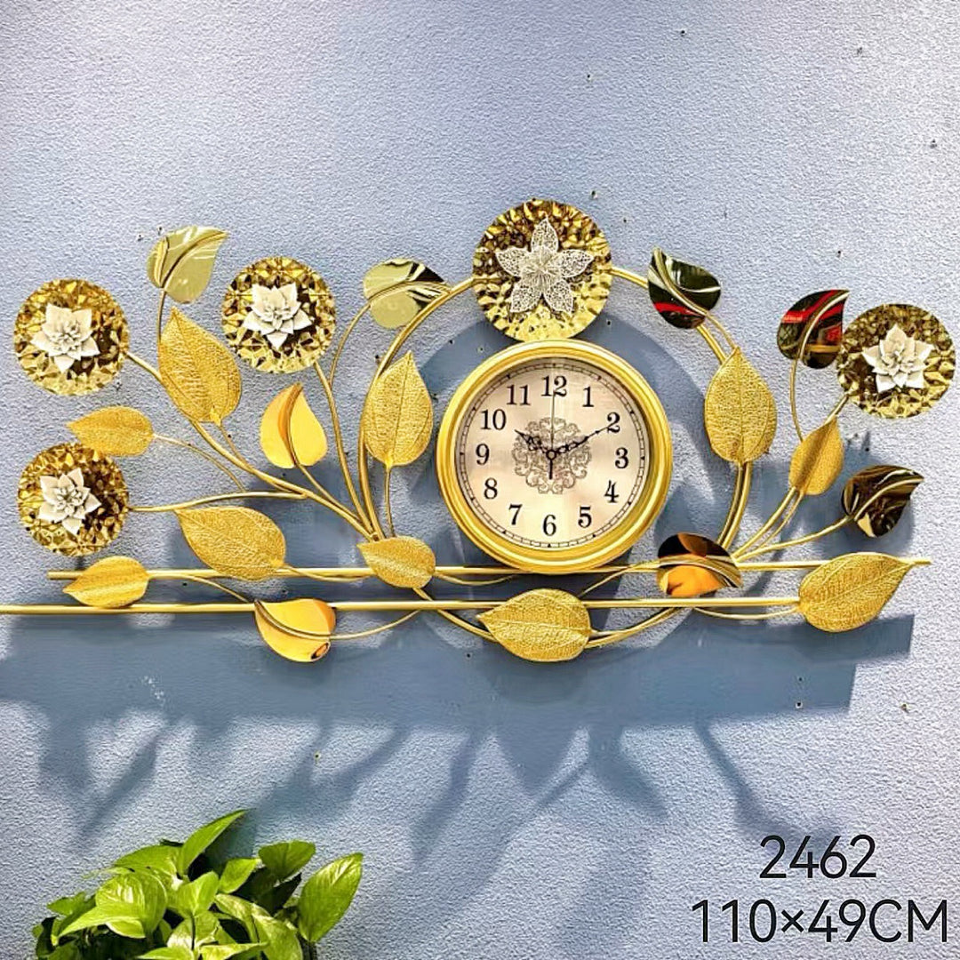 Floral Wall Clock with Decorative Leaf Design Kalsten