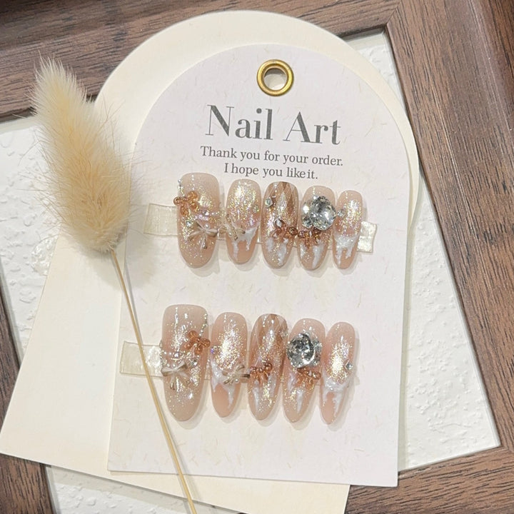Artificial nail tips with elegant glitter details Kalsten