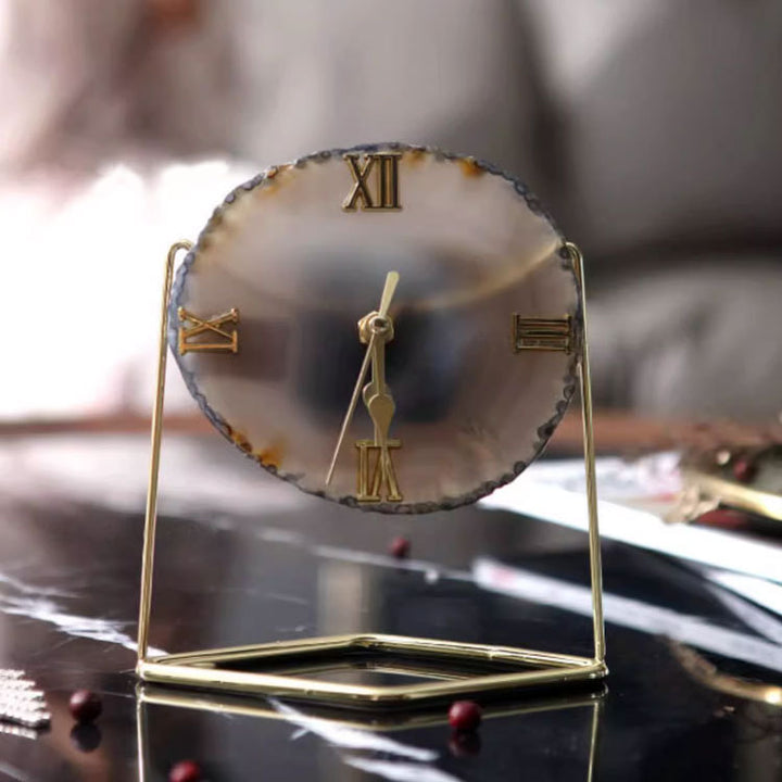 Elegant Agate Stone Decorative Table Clock
