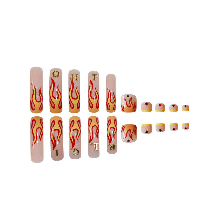 Flame-Patterned Press-On Nail Art Kalsten