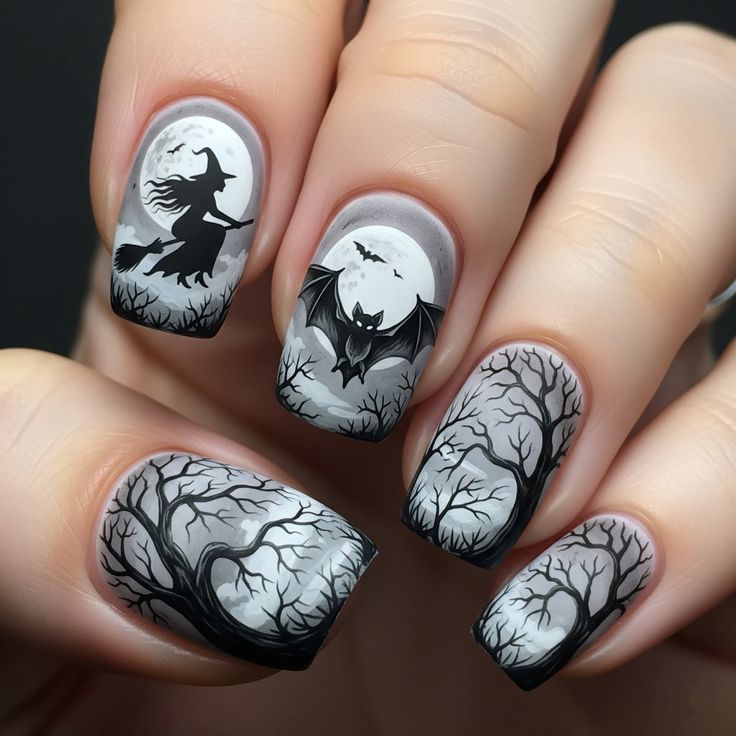 Nail art set with spooky Halloween design and intricate 3D decorations Kalsten