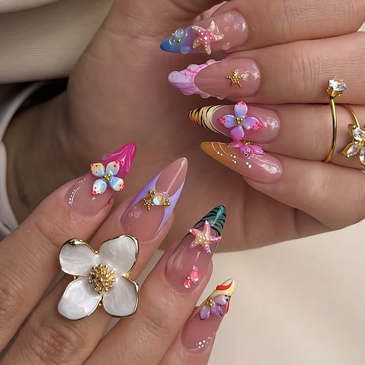Creative nail art set with luxurious floral and glitter accents Kalsten