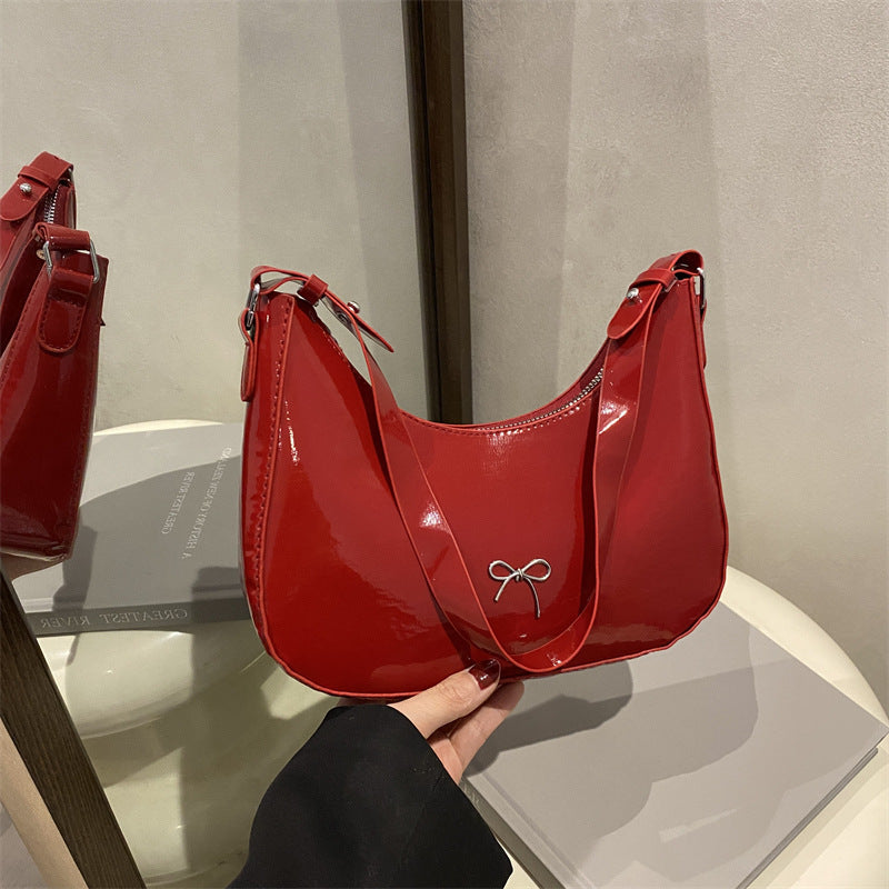 Premium Glossy Faux Leather Hobo Bag Kalsten