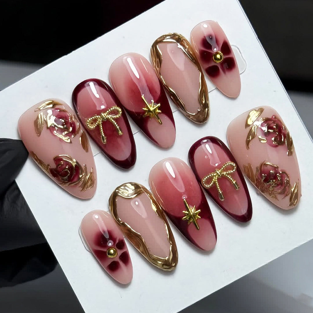 Elegant artificial nails with floral decorations Kalsten