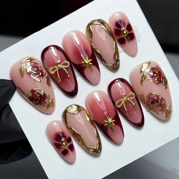 Elegant artificial nails with floral decorations Kalsten