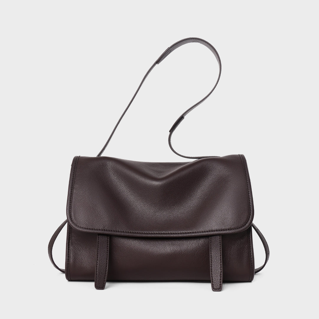 Structured Pebbled Top-Handle Flap Satchel Crossbody