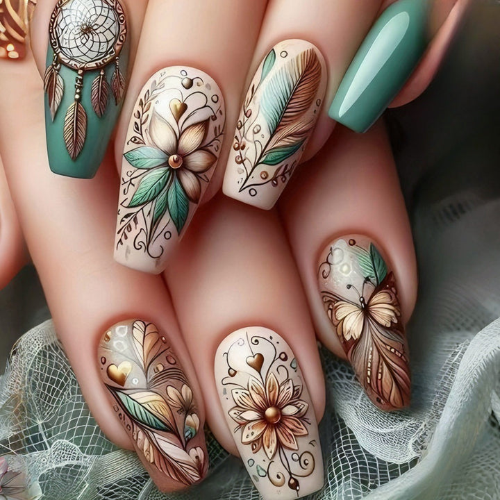 Artistic Floral Press-On Nail Set Kalsten 1787542921