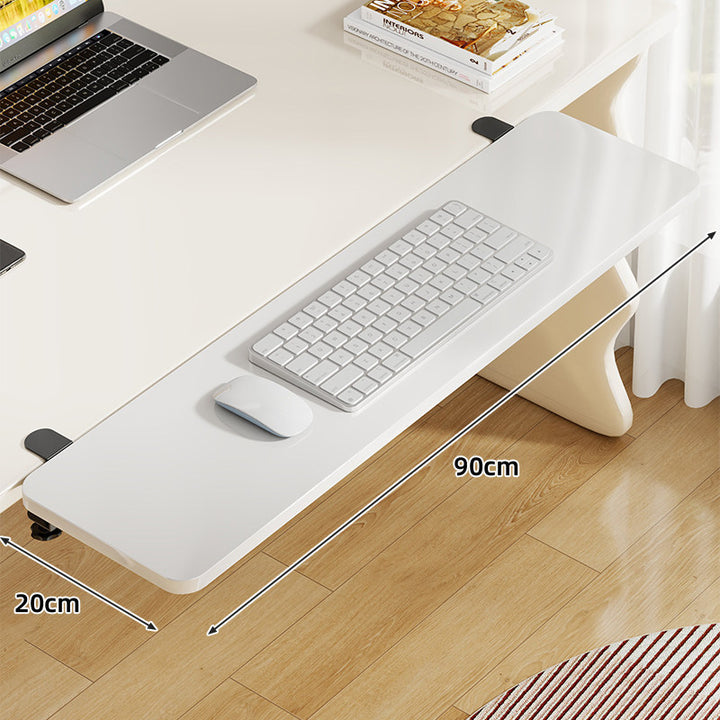Under-Desk Bamboo Slide-Out Work Surface Clamp-Mounted Keyboard & Mouse Platform