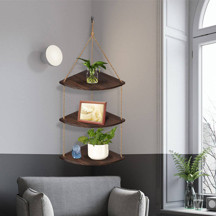 Multi-Tier Hanging Wood Shelf Organizer