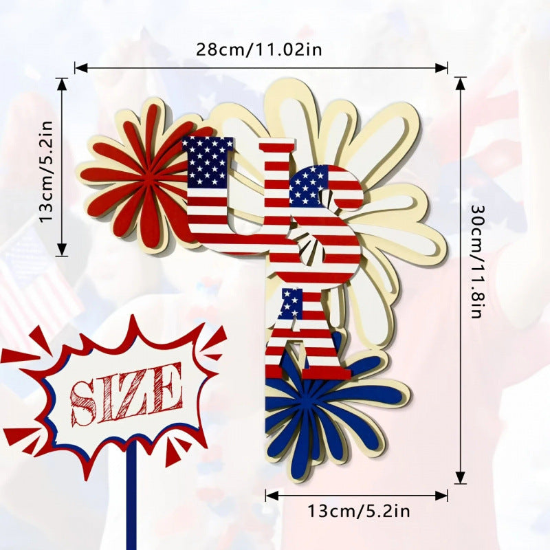 Unisex nan patriotic door and wall corner decoration made of wood with USA lettering Kalsten
