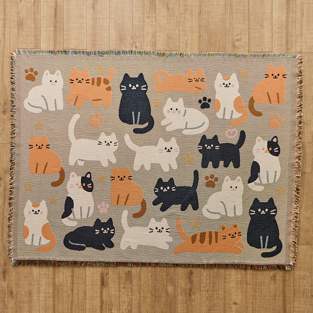 Playful Cat-Themed Throw Blanket