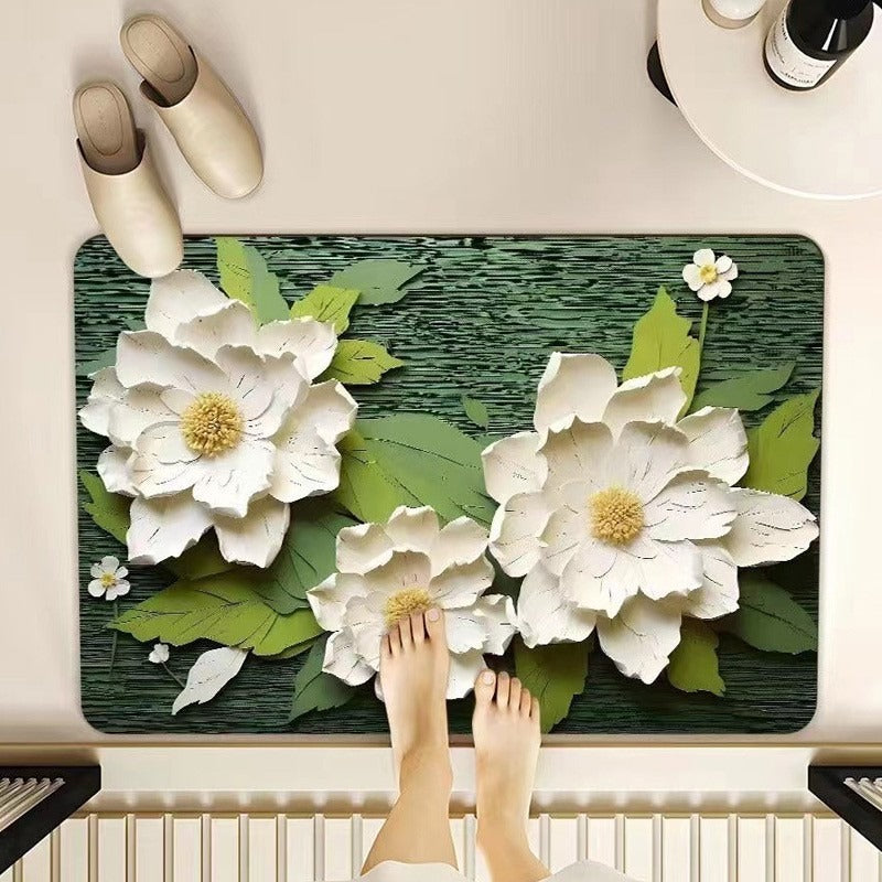 Luxurious Floral Design Bath Mat