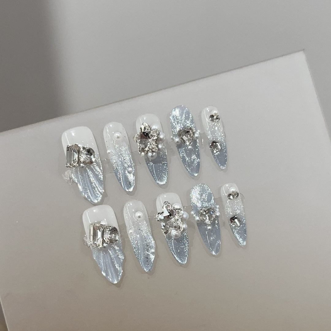Glamorous Jewel-Accented Press-On Nail Set