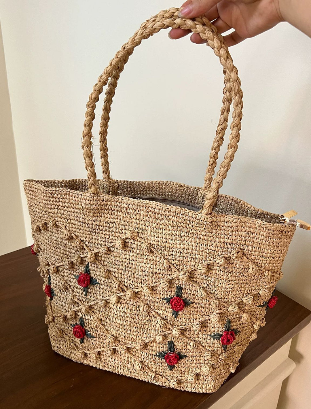 Handmade basket bag with braided handle Kalsten
