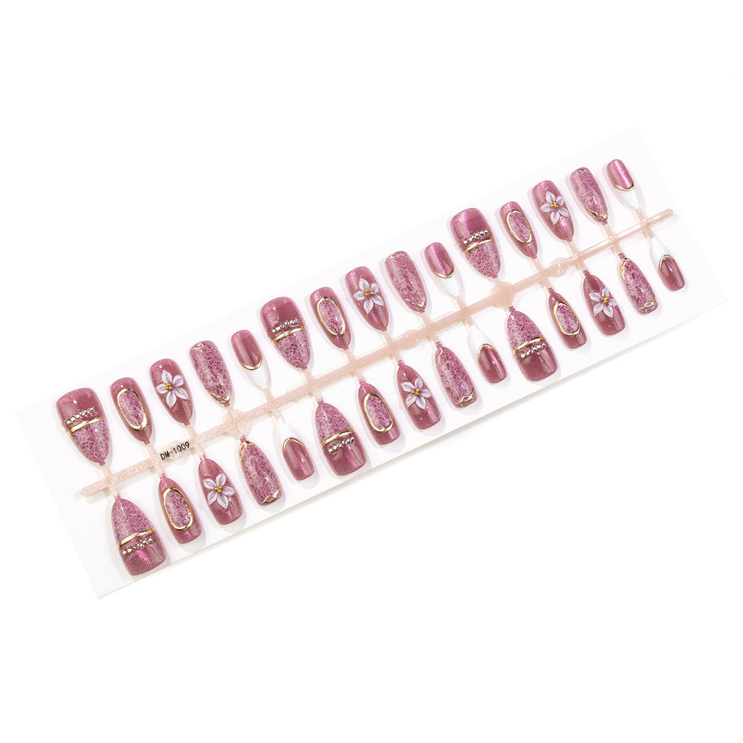 Decorative Press-On Nail Art Set with Floral and Lace Designs Kalsten