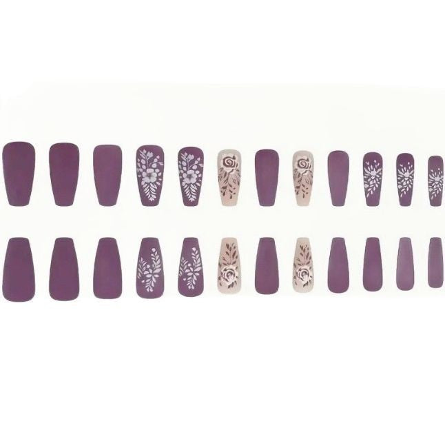 Floral Matte Acrylic Nail Art Kalsten