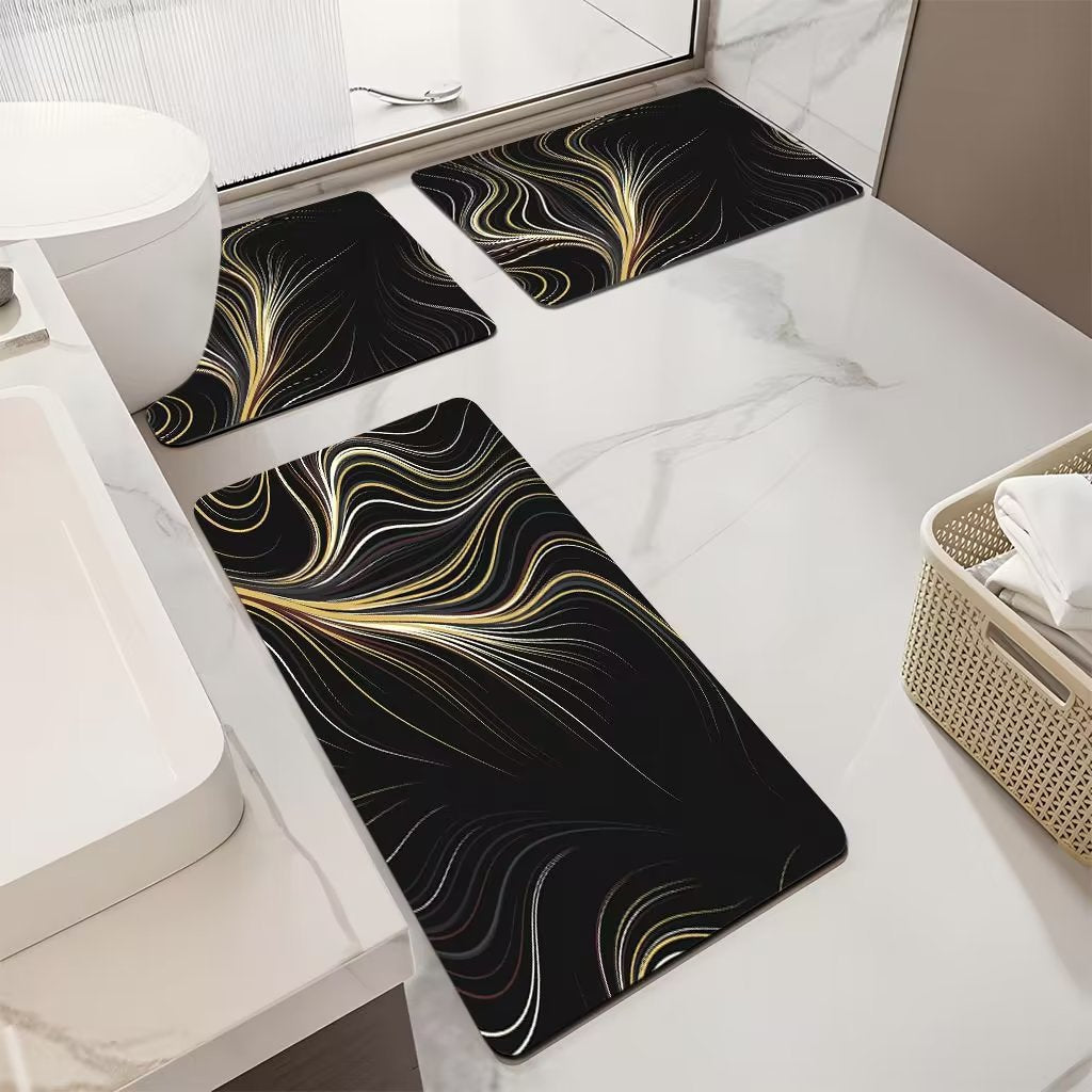 Floral Patterned Bathroom Mat Set Kalsten