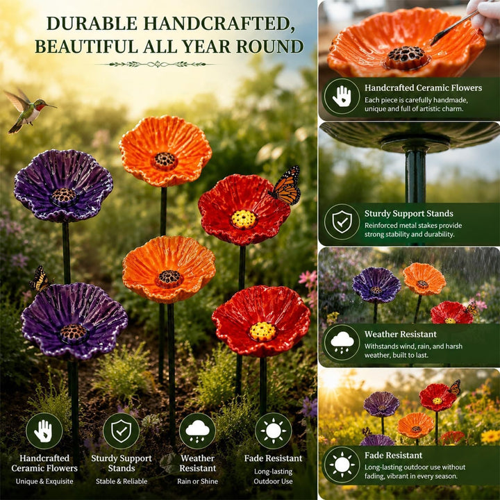 Garden Decorative Poppy Flower Stake Kalsten