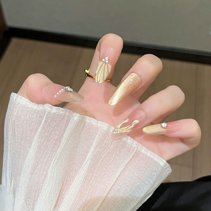 Artistic Gem-Accented Press-On Nail Extensions Kalsten