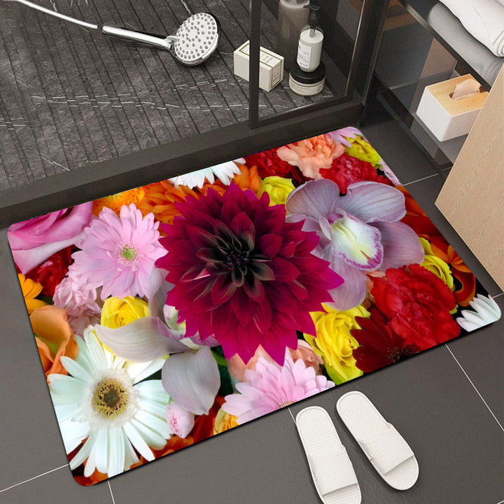 Floral Design Memory Foam Bath Mat Kalsten