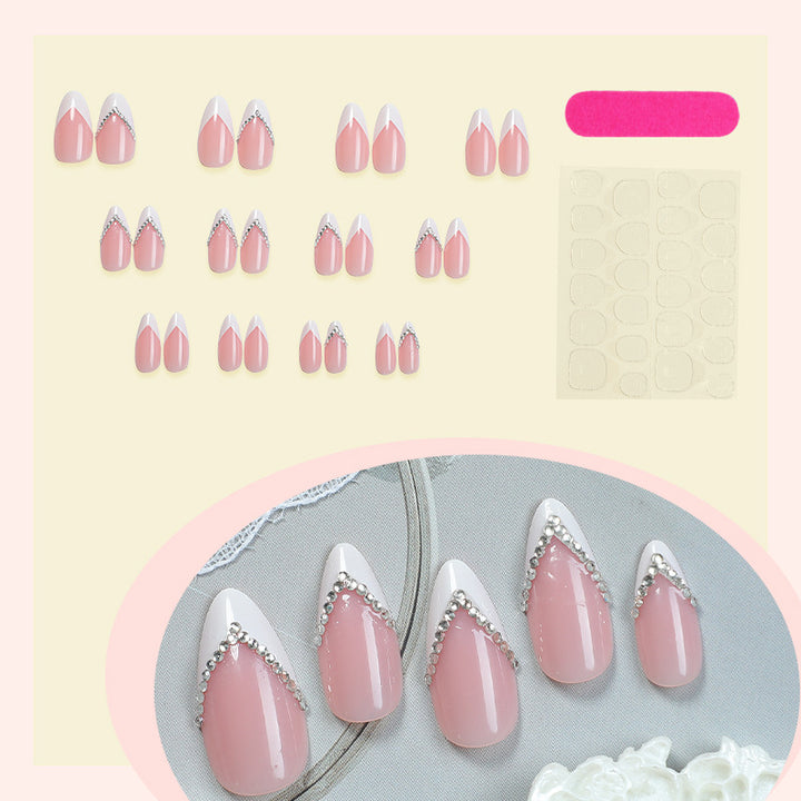 Elegant Pointed Press-On Nails with Rhinestone Accents Kalsten