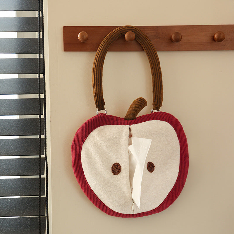 Cozy apple-shaped tissue dispenser crossbody bag with decorative appliqués Kalsten
