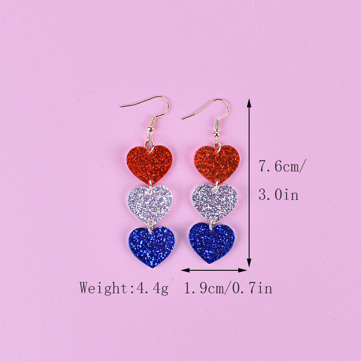 Women's long star pendant earrings made of glitter resin with three-tier chain suspension and fishhook Kalsten