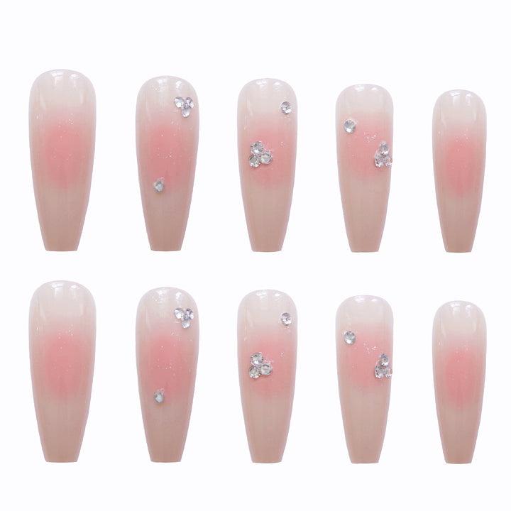 Elegant Crystal-Embellished Press-On Nail Set