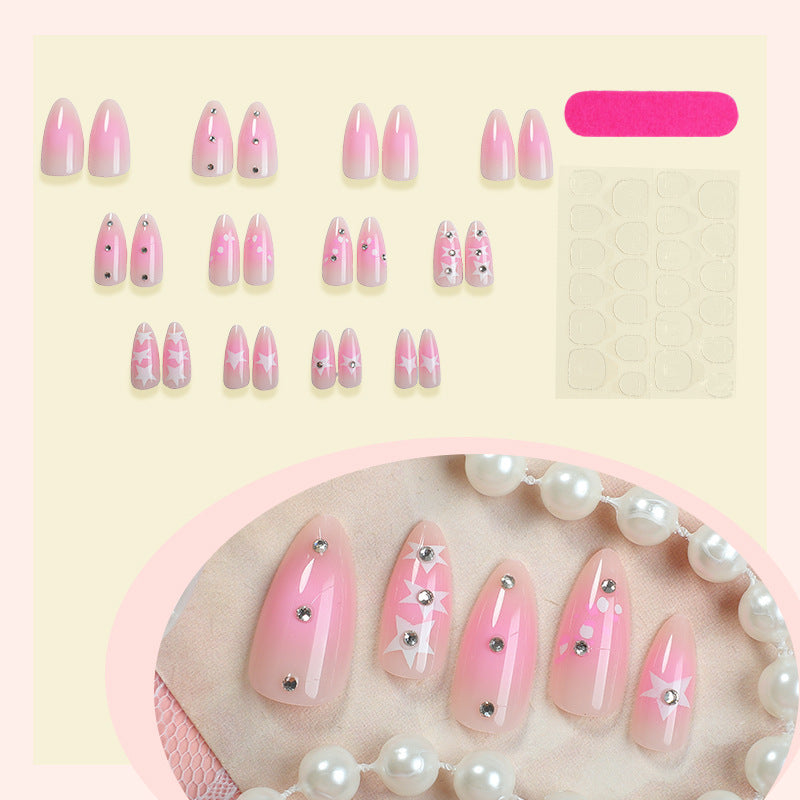 Decorative Press-On Nail Art Set with Star and Sparkle Accents kalsten