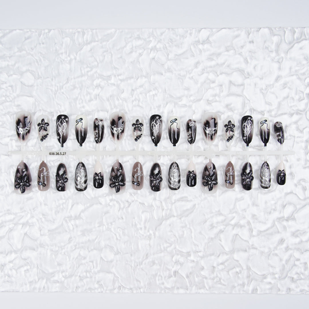 Elegant acrylic nail set with complex designs Kalsten