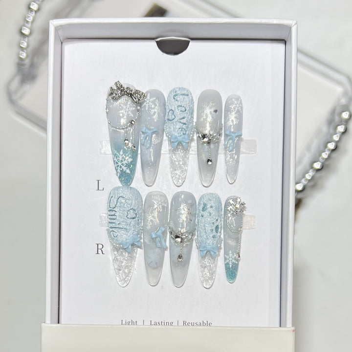 Decorative Rhinestone-Embellished Stiletto Nails Kalsten