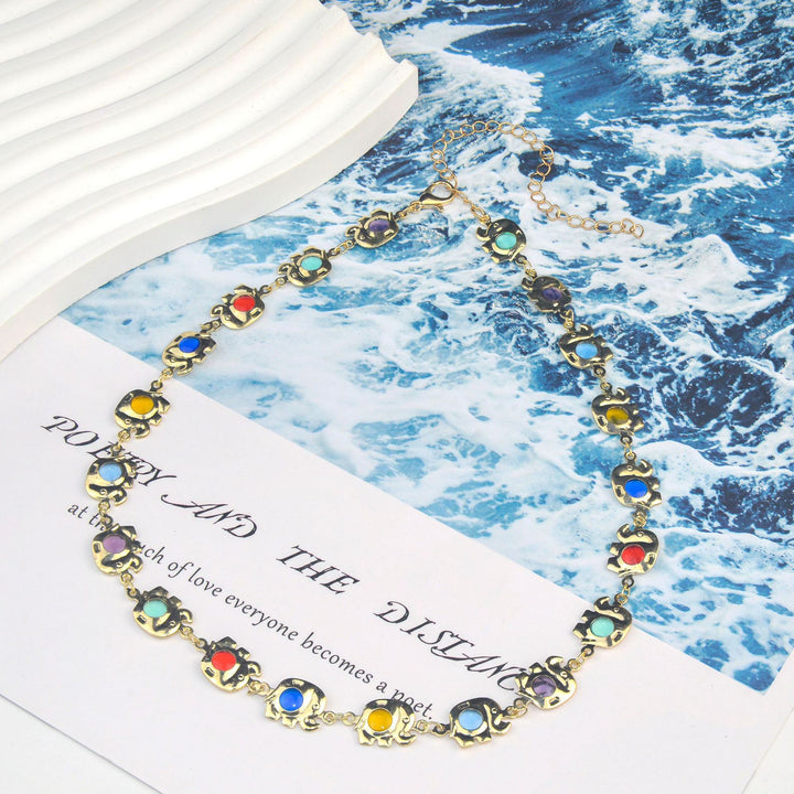 Colorful Eye Charm Statement Necklace Kalsten
