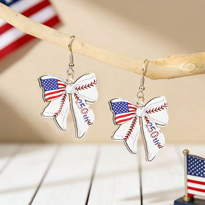 Women's eye-catching statement earrings made of acrylic with patriotic bow pendant Kalsten
