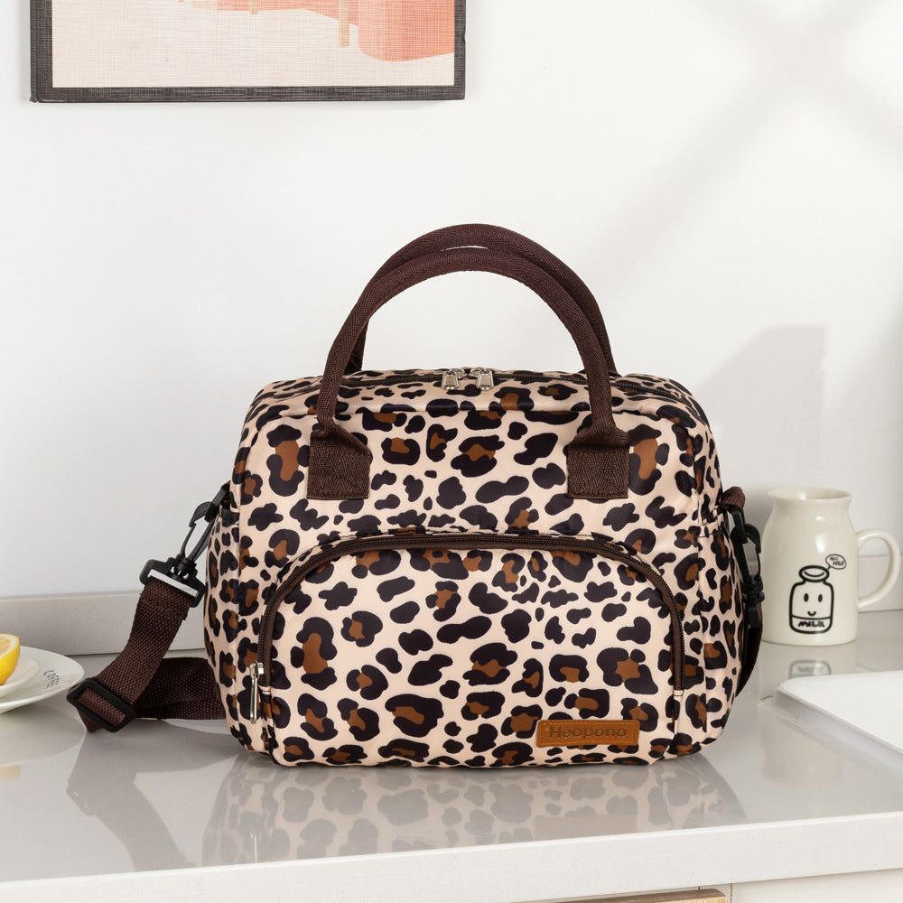 Insulated Leopard Print Lunch Bag