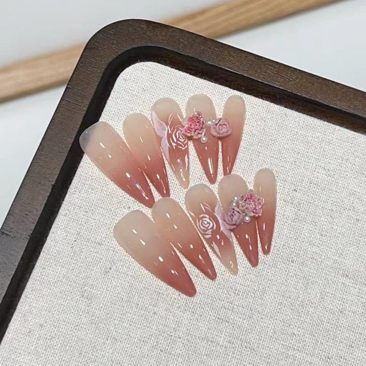 Elegant Floral Stiletto Press-On Nail Set Kalsten