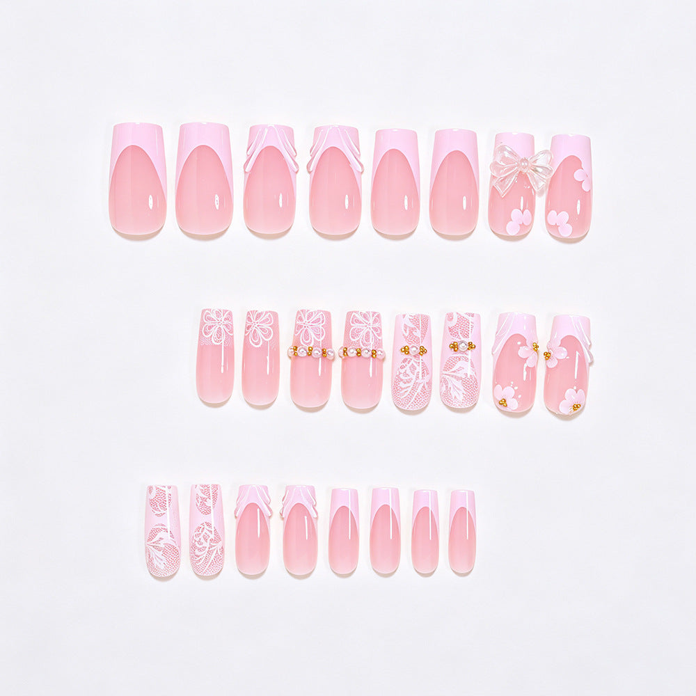 Elegant Floral Press-On Nail Art Tips Kalsten