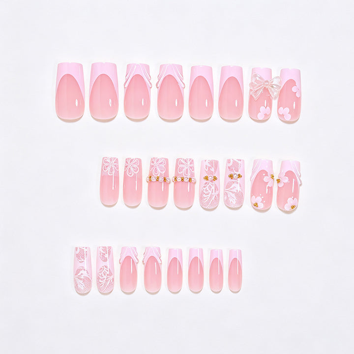 Elegant Floral Press-On Nail Art Tips Kalsten