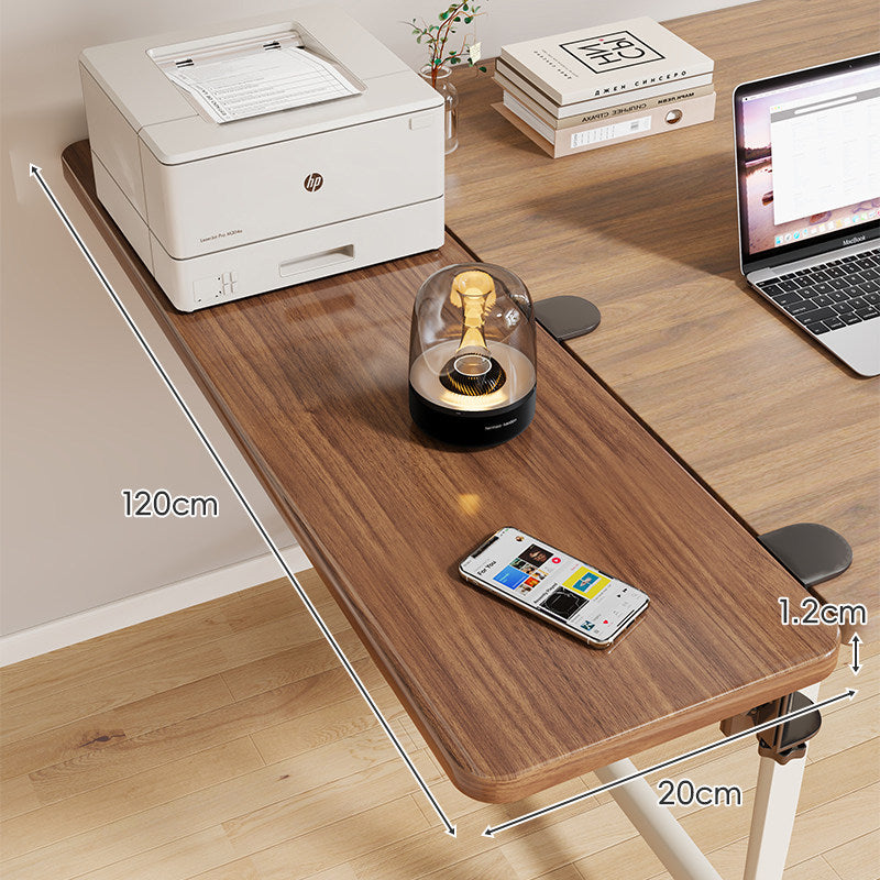 Clamp-On Adjustable Wooden Desk Side Shelf Extension with Foldable Bracket