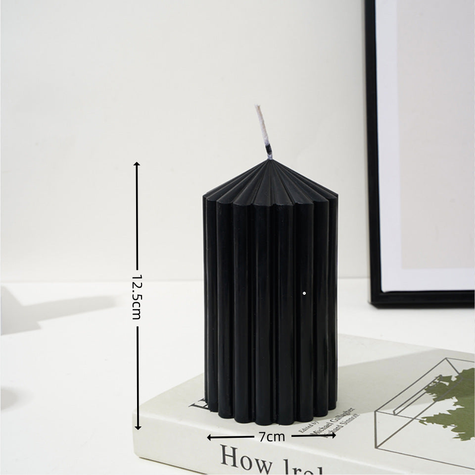 Vertical-Fluted Square Sculptural Pillar Candle