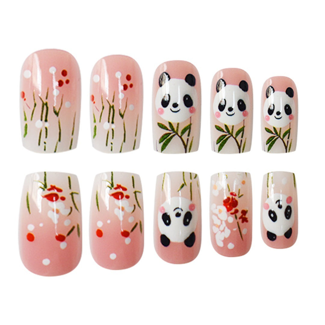 Panda-Themed Nail Art Extensions Kalsten