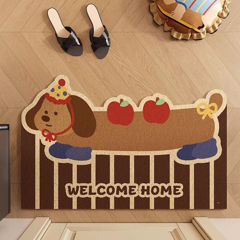 Playful Dog-Themed Welcome Mat