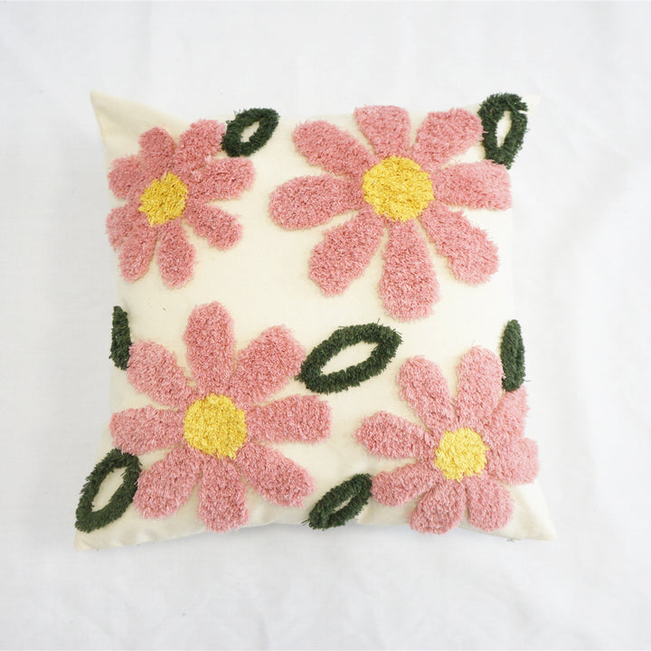 Artistic Floral Embroidered Cushion