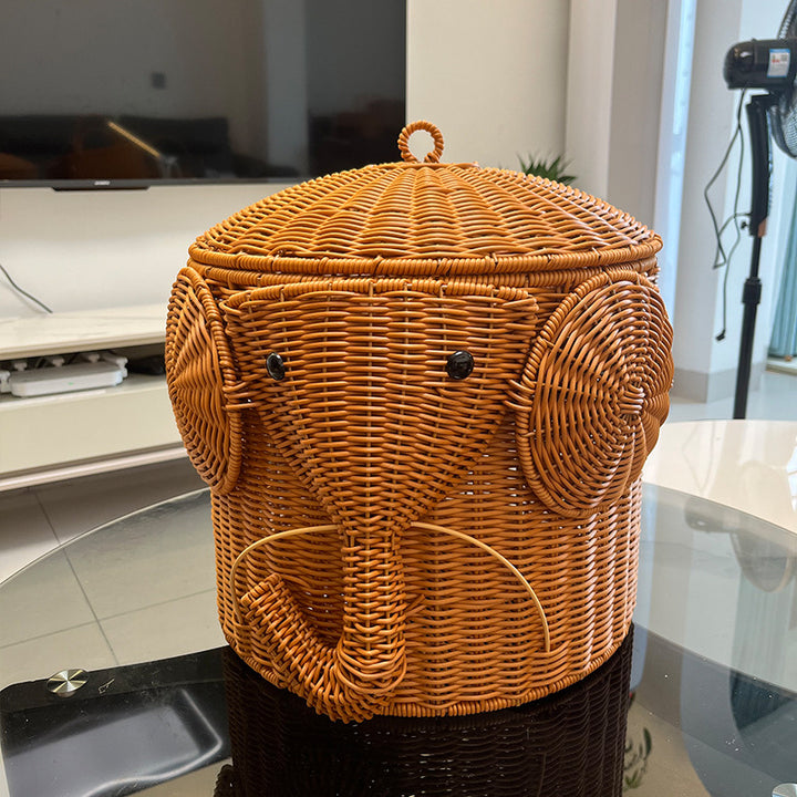Elephant-Shaped Woven Storage Basket Kalsten