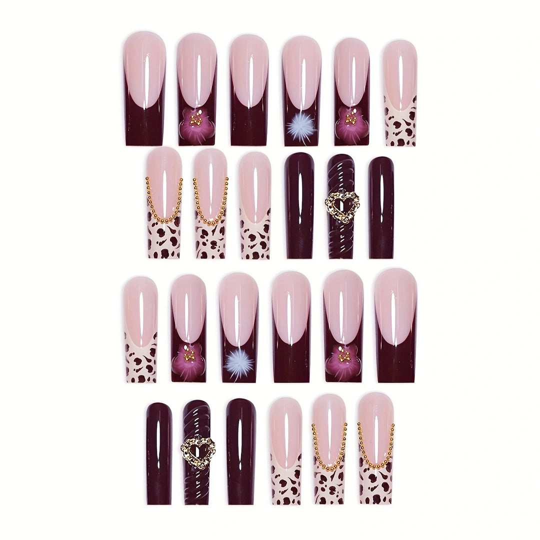 Artistic Leopard and Floral Press-On Nails Kalsten