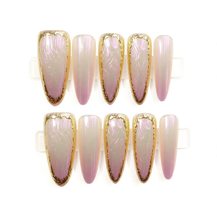 Luxury Press-On Nail Set with Elegant Metallic Edges Kalsten