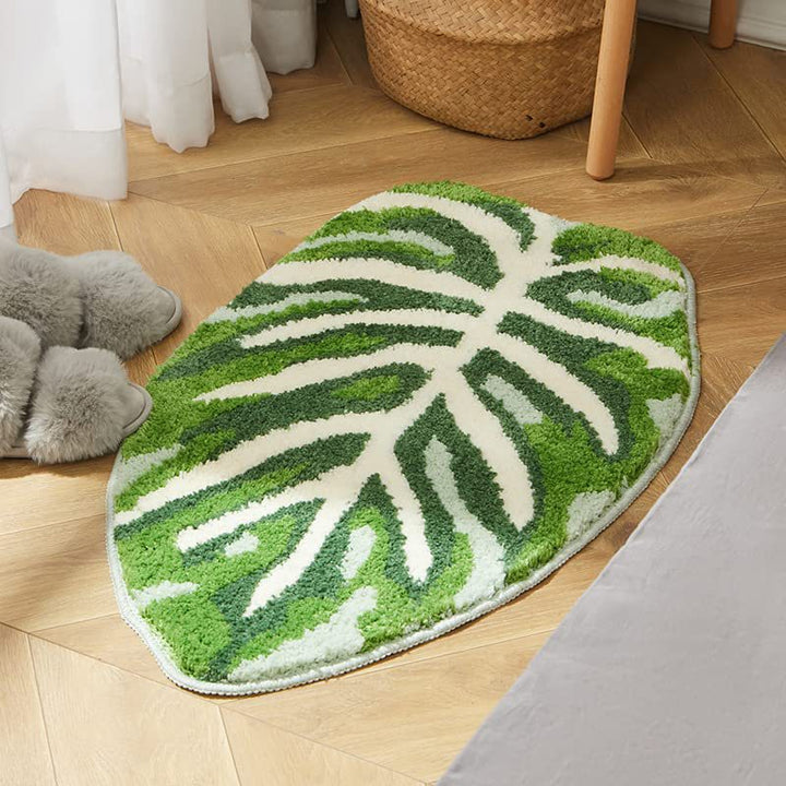Plush Leaf-Shaped Area Rug