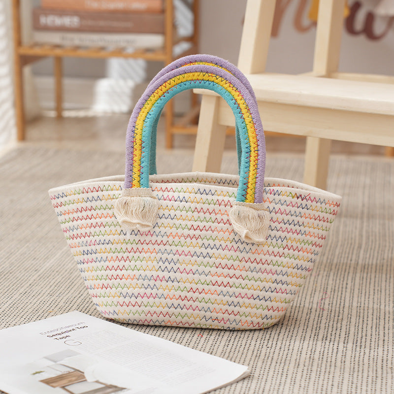 Decorative Woven Straw Tote Kalsten