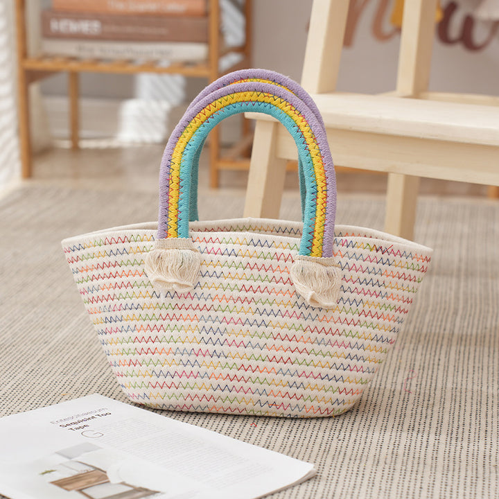 Decorative Woven Straw Tote Kalsten