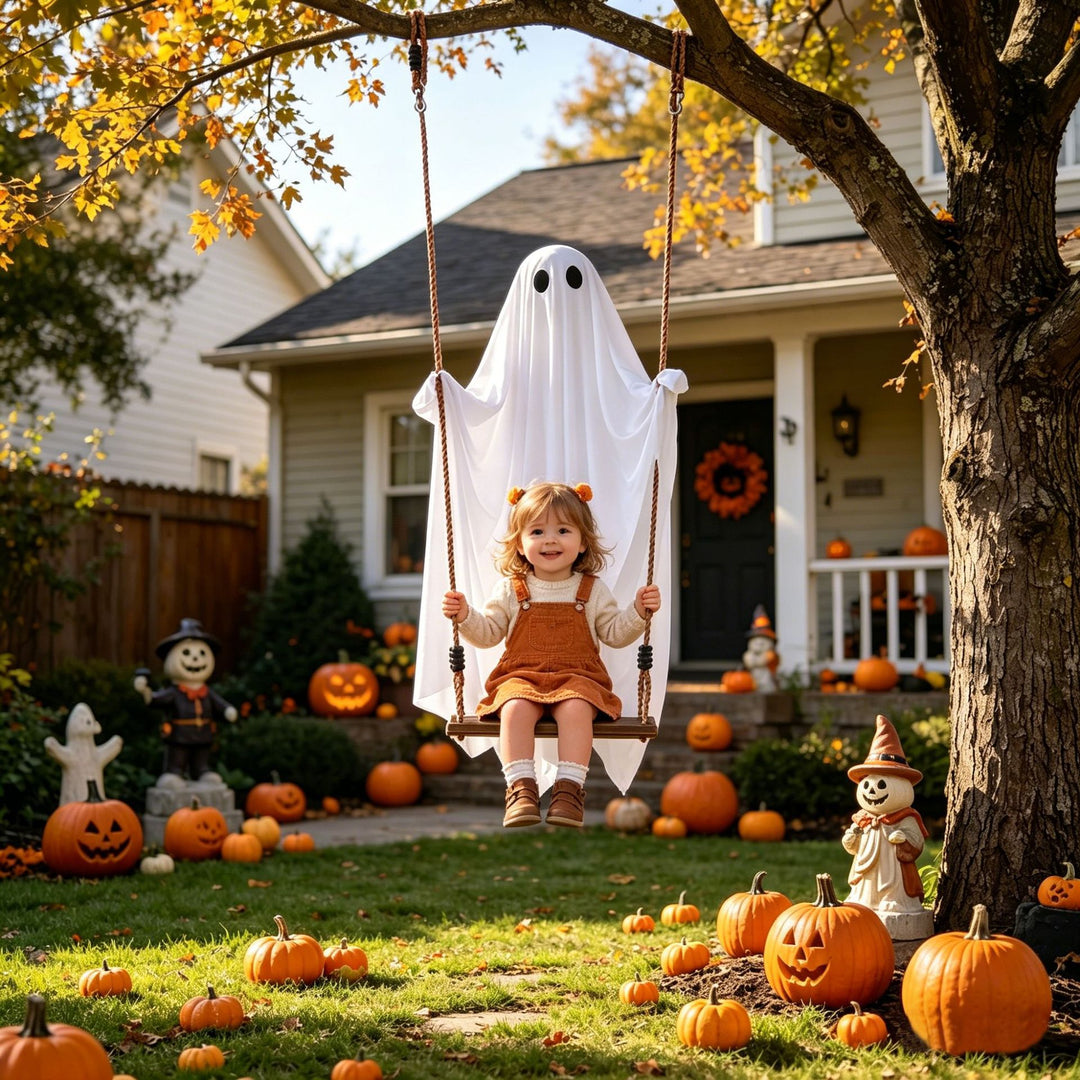 Children's Halloween Costume Dress with Lace-Up Bodice, Tulle Skirt and Striped Knee Socks